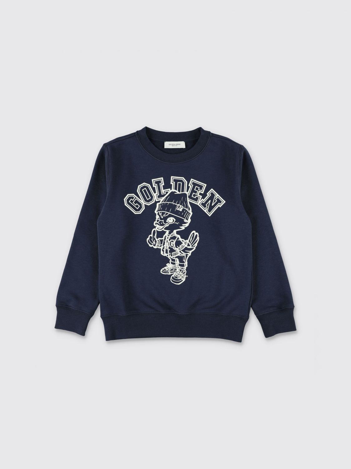 GOLDEN GOOSE Felpa da bambino in misto cotone con stampa grafica e logo