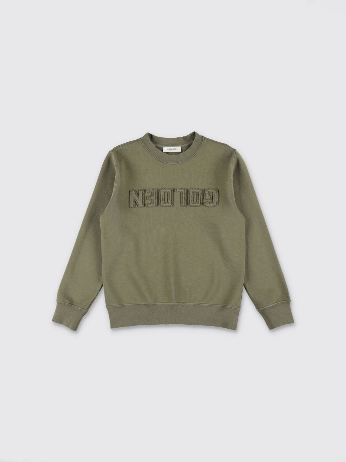 GOLDEN GOOSE Felpa girocollo da bambino in cotone con logo tono su tono