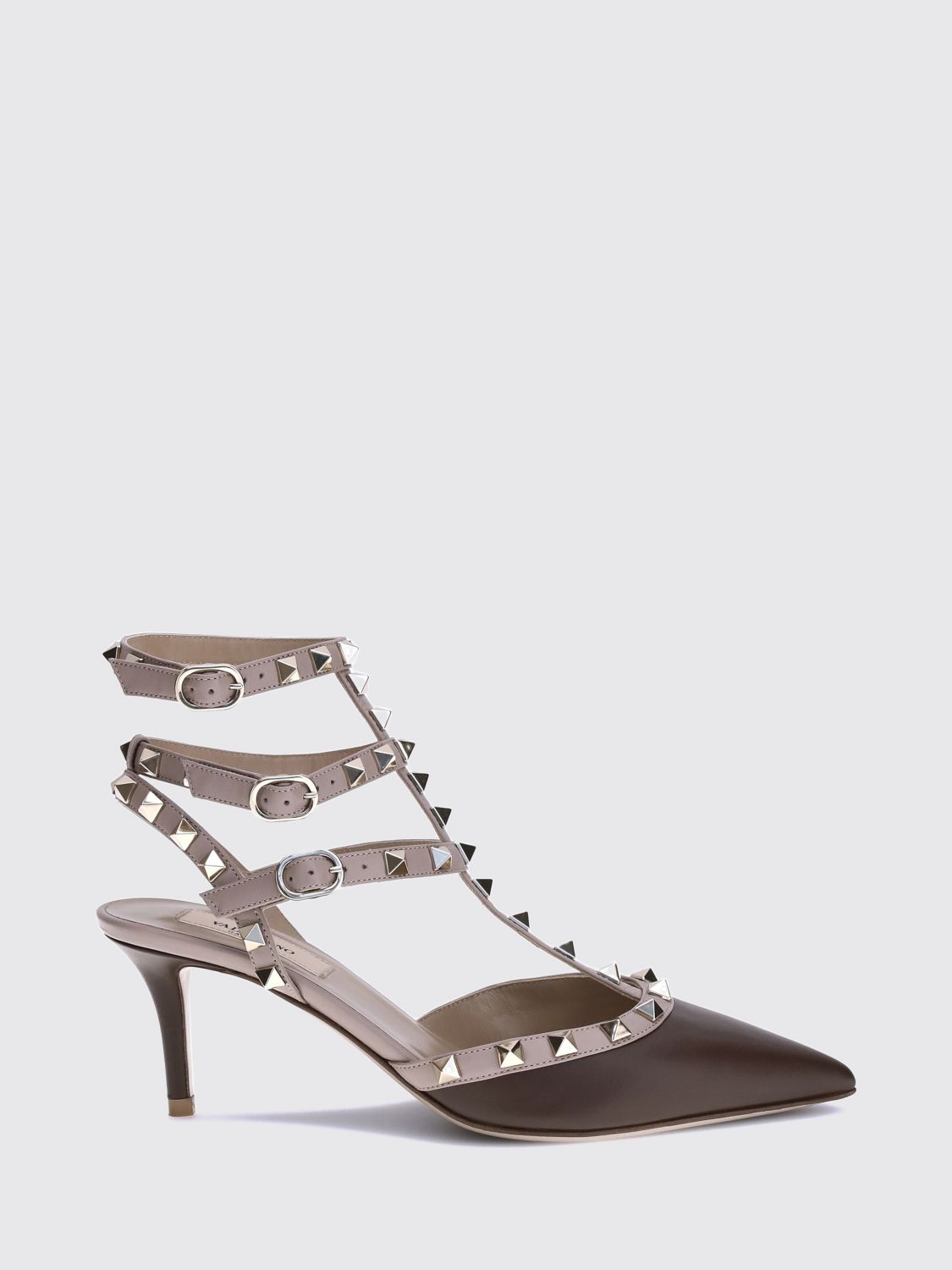 VALENTINO GARAVANI Rockstud Leather Slingback Pumps with Studs and Mid Stiletto Heel