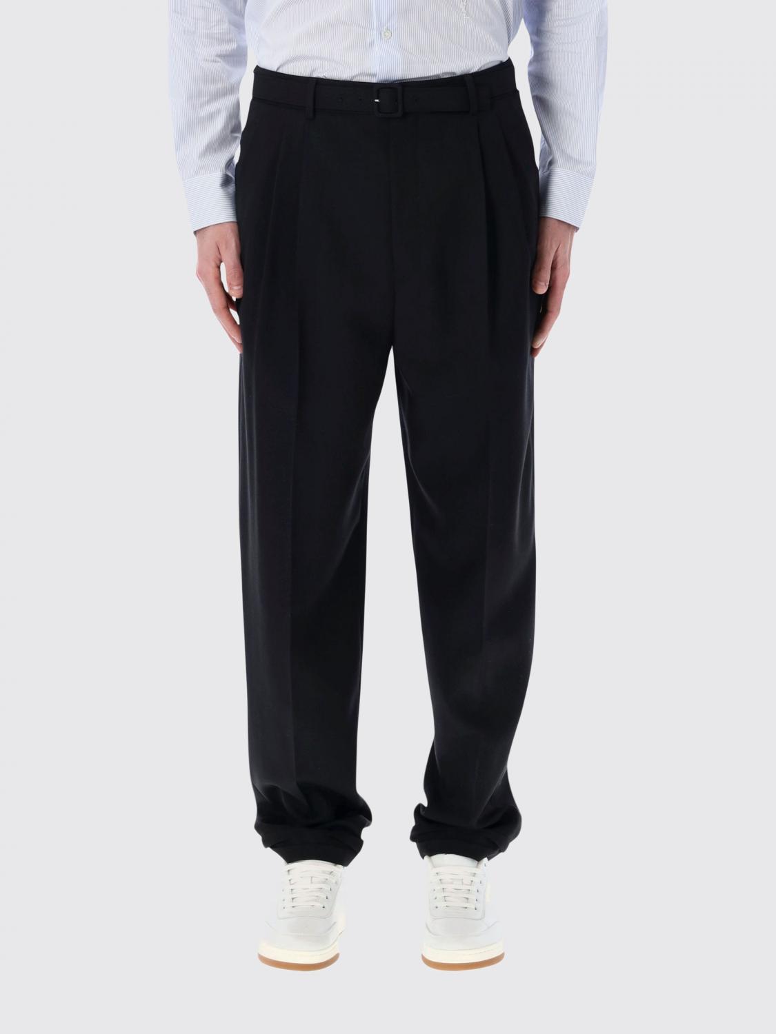 SAINT LAURENT Pantaloni sartoriali in lana con gamba larga e vita regolabile