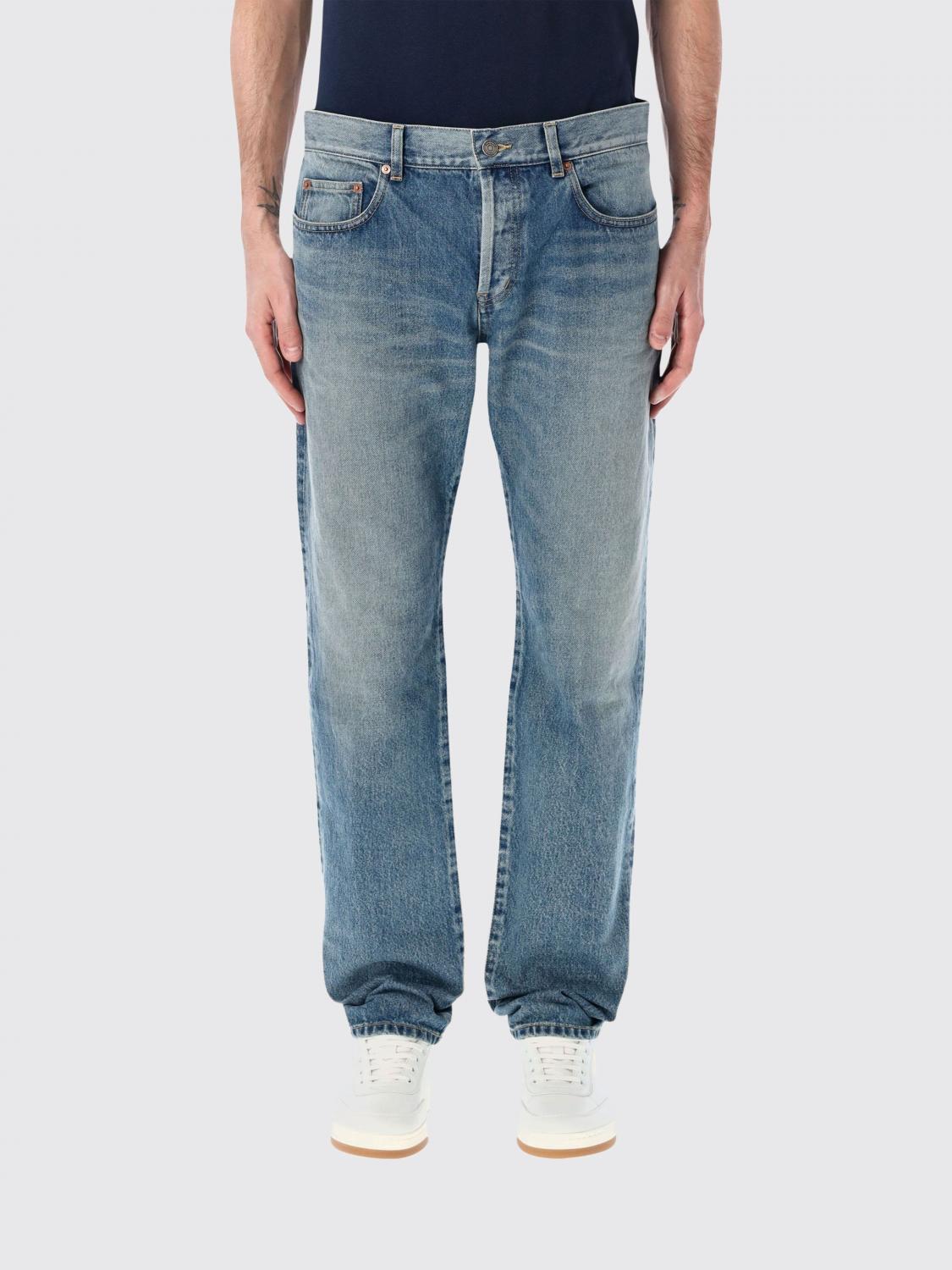 SAINT LAURENT Jeans straight fit in denim di cotone con chiusura a bottoni