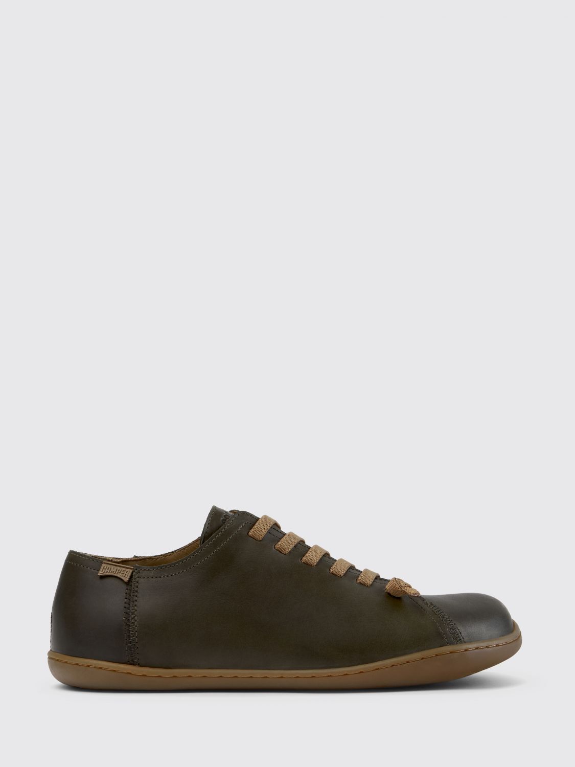 CAMPER Sneakers slip-on Peu in pelle liscia verde con lacci elasticizzati