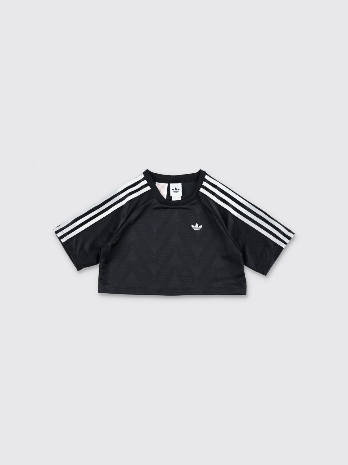 ADIDAS ORIGINALS T-shirt cropped da bambina in poliestere con logo Trifoglio