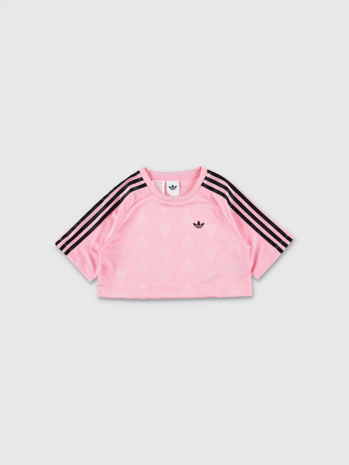 ADIDAS ORIGINALS T-shirt cropped da bambina in poliestere con logo Trifoglio