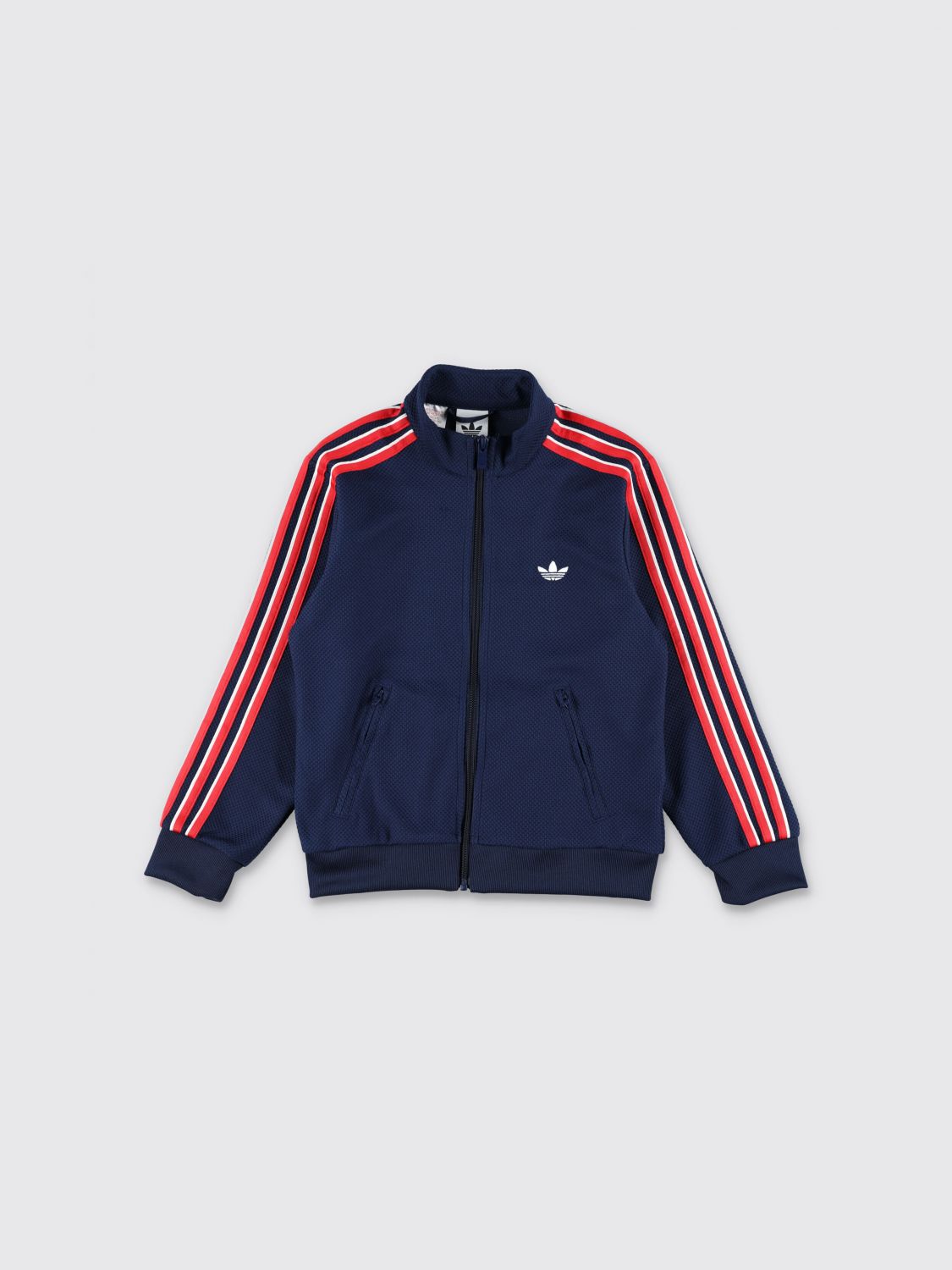 ADIDAS ORIGINALS Felpa da bambino in poliestere riciclato con zip e logo Trifoglio