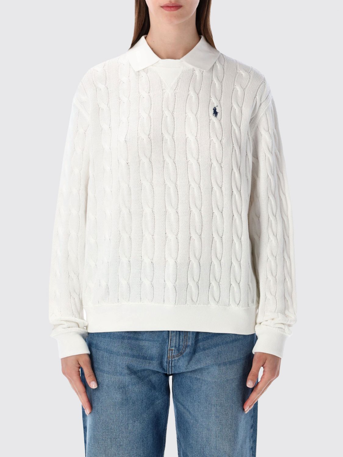 POLO RALPH LAUREN Polo in maglia di cotone a maniche lunghe con logo