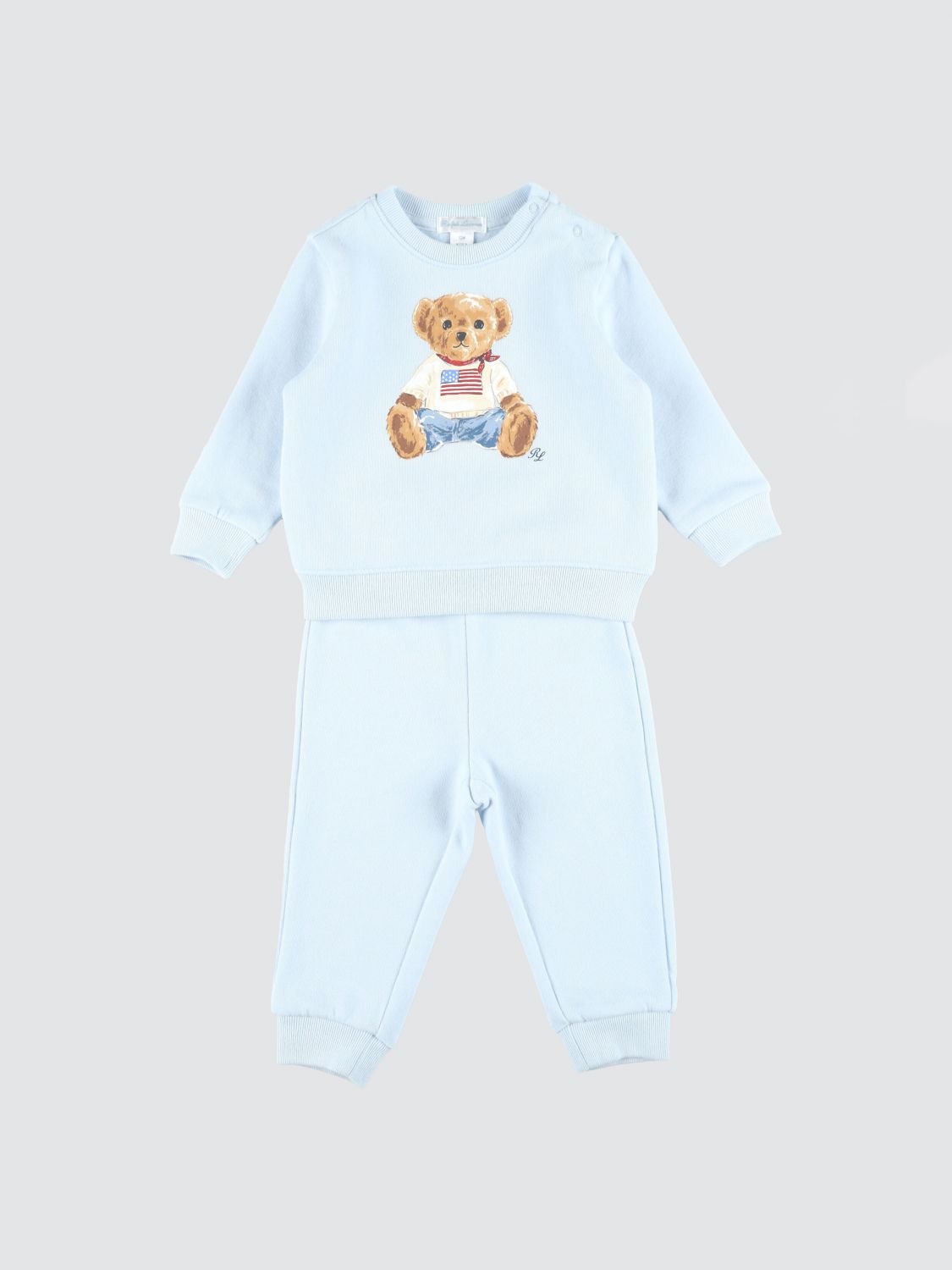 POLO RALPH LAUREN Set 2 pezzi da bambino in cotone con stampa Teddy Bear