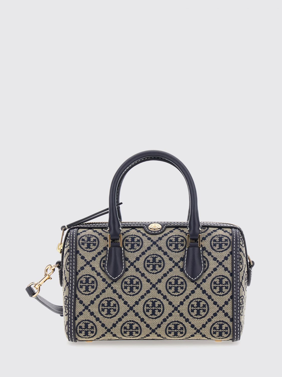 TORY BURCH Borsa a bauletto mini T Monogram in canvas jacquard con doppio manico