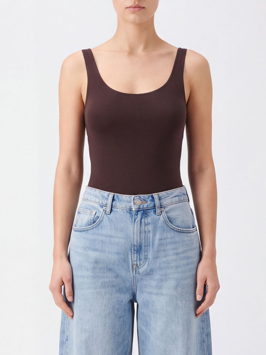 Wolford Sleeveless Jamaika Body Top in Stretch Cotton Blend Slim Fit