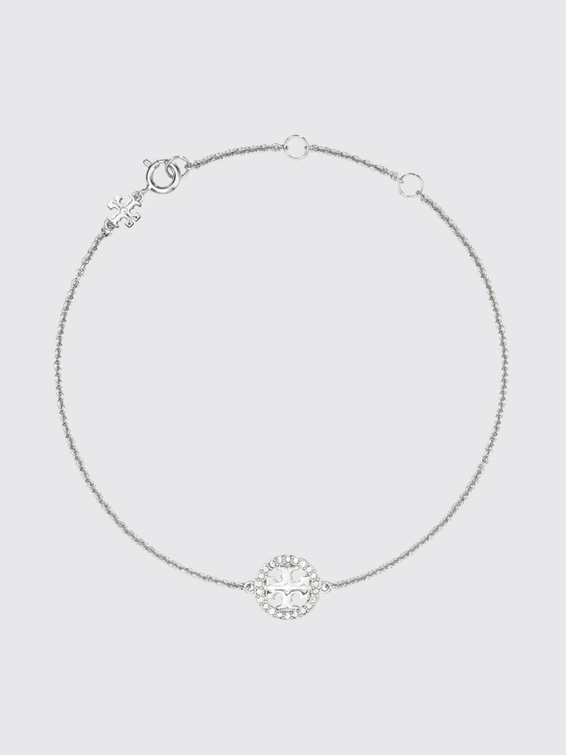 TORY BURCH Icon Adjustable Bracelet with Double T Logo and Inset Rhinestones　TORY BURCH アイコン調節可能なブレスレット、ダブル T ロゴとインセットラインストーン付き TORY