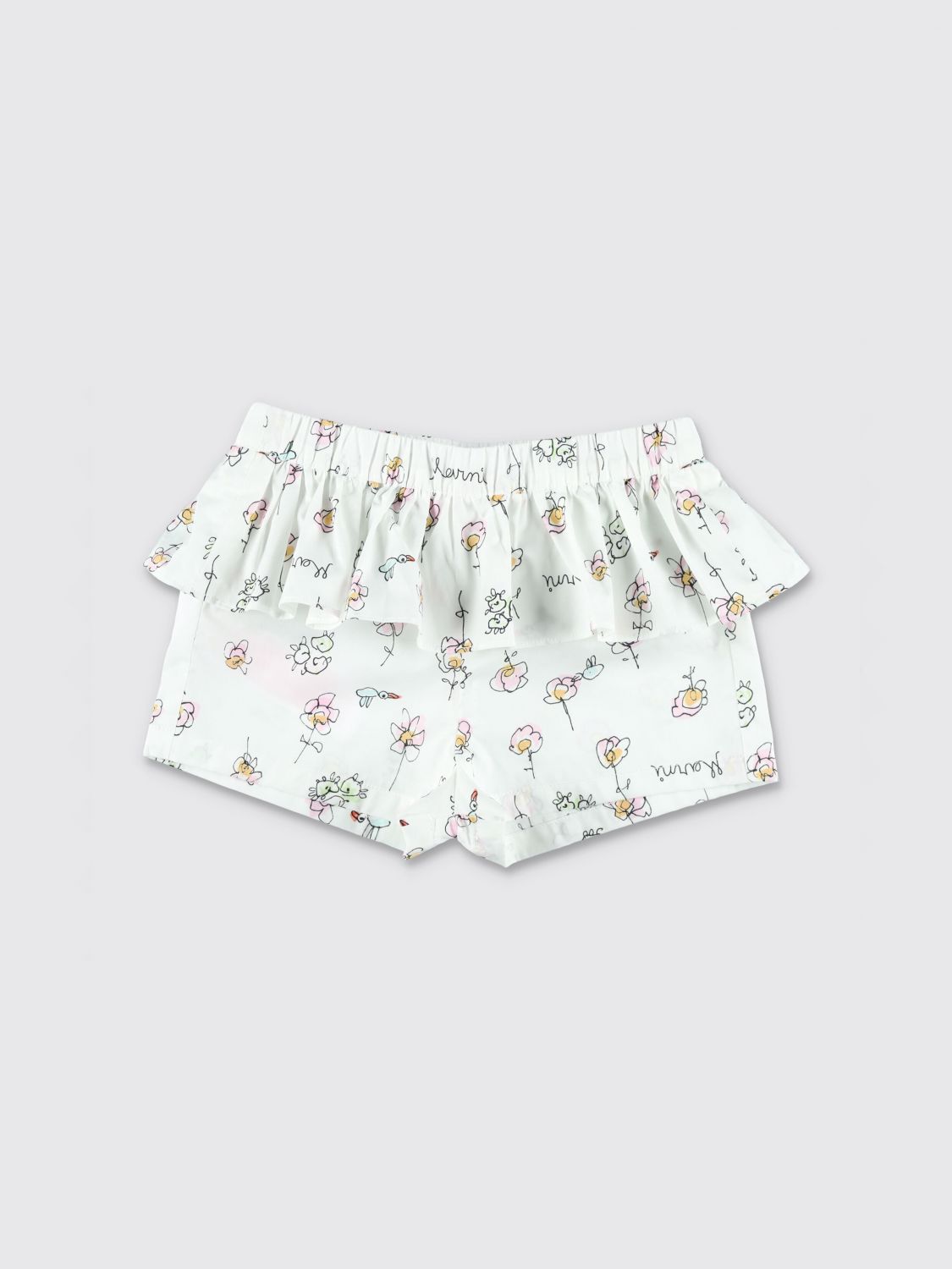 MARNI Girl's Cotton Shorts with Graphic Print and Elastic Waist　MARNI ガールズ コットン ショーツ グラフィック プリント ウエストゴム付き MARNI