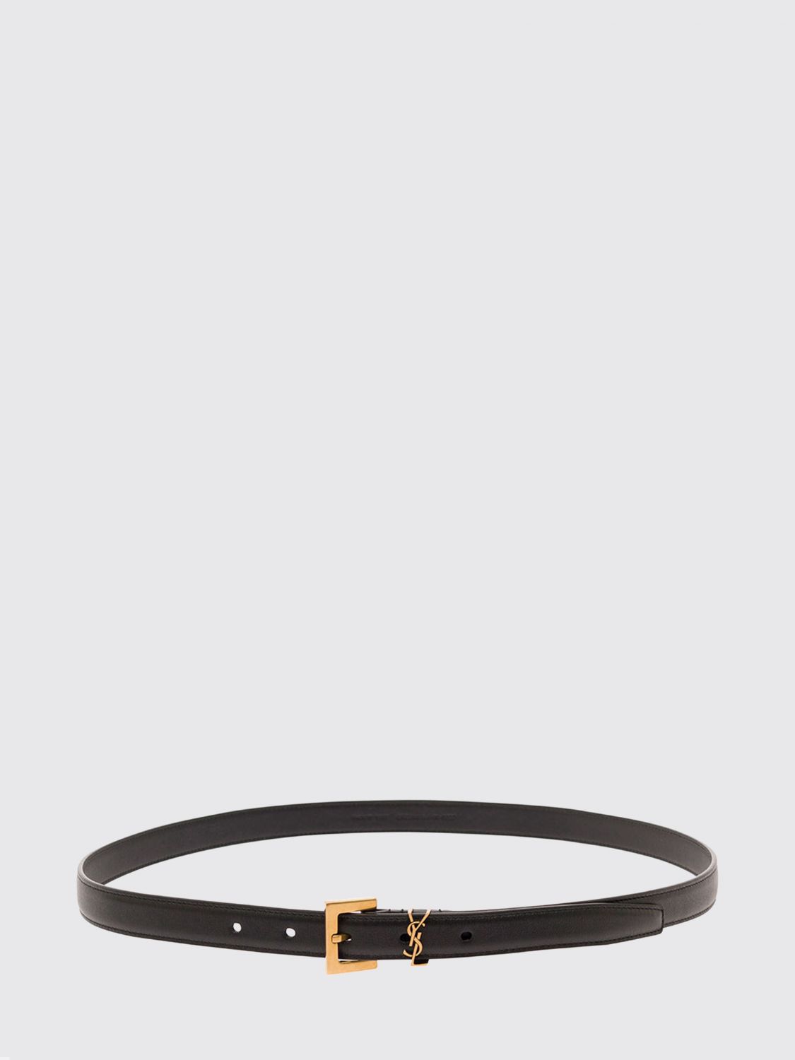 SAINT LAURENT Cassandre Calfskin Leather Belt with YSL Monogram Buckle