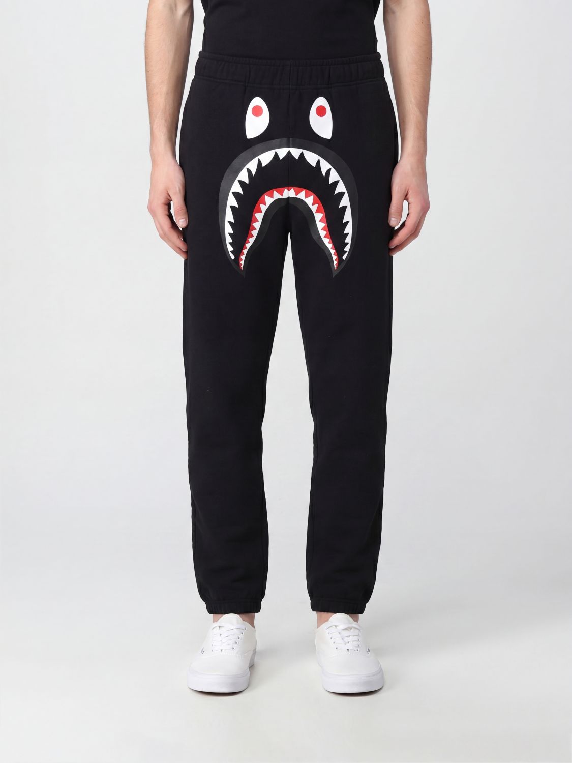 BAPE Cotton Jogging Pants with Contrast Logo and Elastic Waist