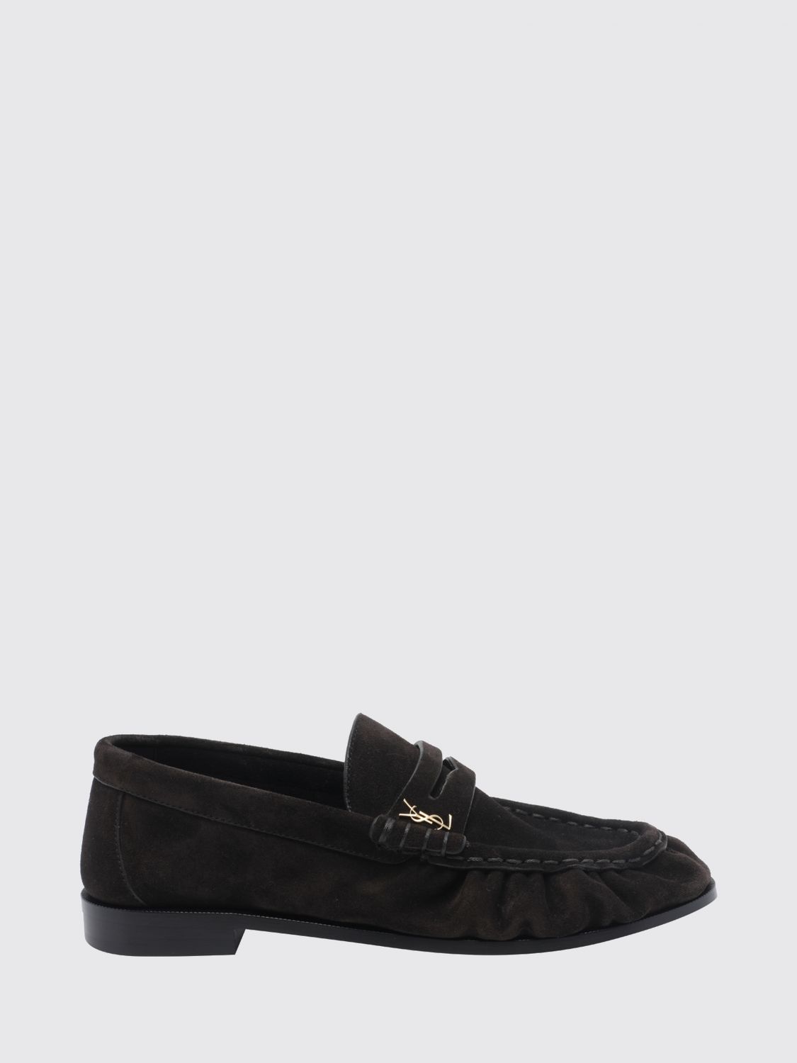 SAINT LAURENT Le Loafer Wildleder-Loafers mit YSL-Monogramm