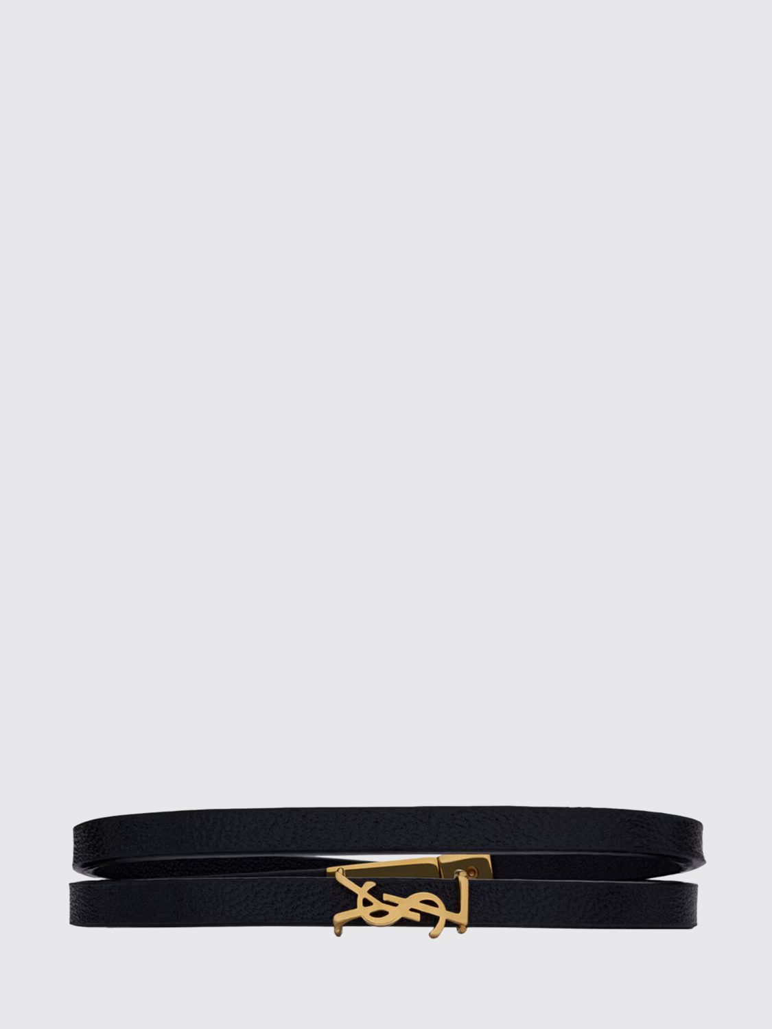 SAINT LAURENT Leather Bracelet with Logo Detail