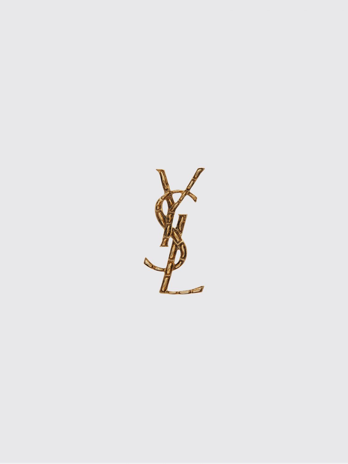 Saint Laurent Ysl Monogram Chromed Brass Brooch In Gold