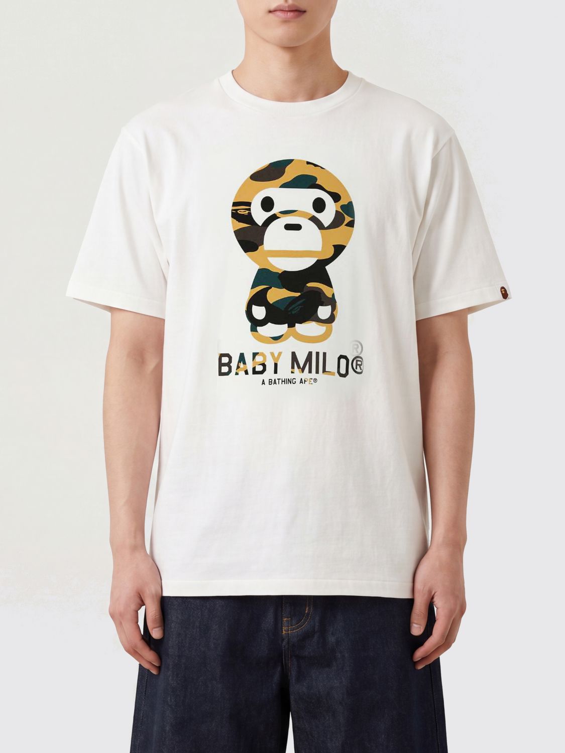 BAPE Cotton T-Shirt with Front Graphic Logo Print