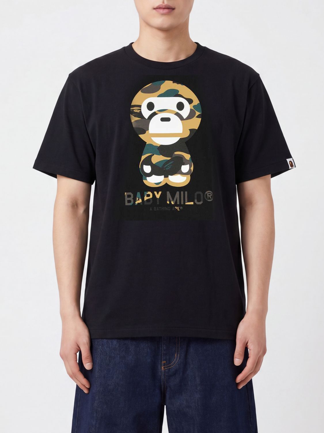 BAPE Cotton T-Shirt with Front Graphic Logo Print