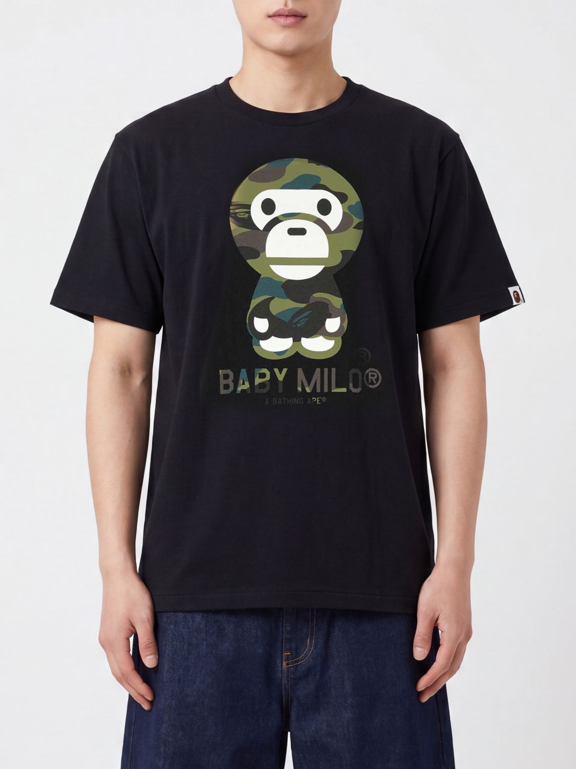 BAPE Cotton T-Shirt with Front Graphic Logo Print