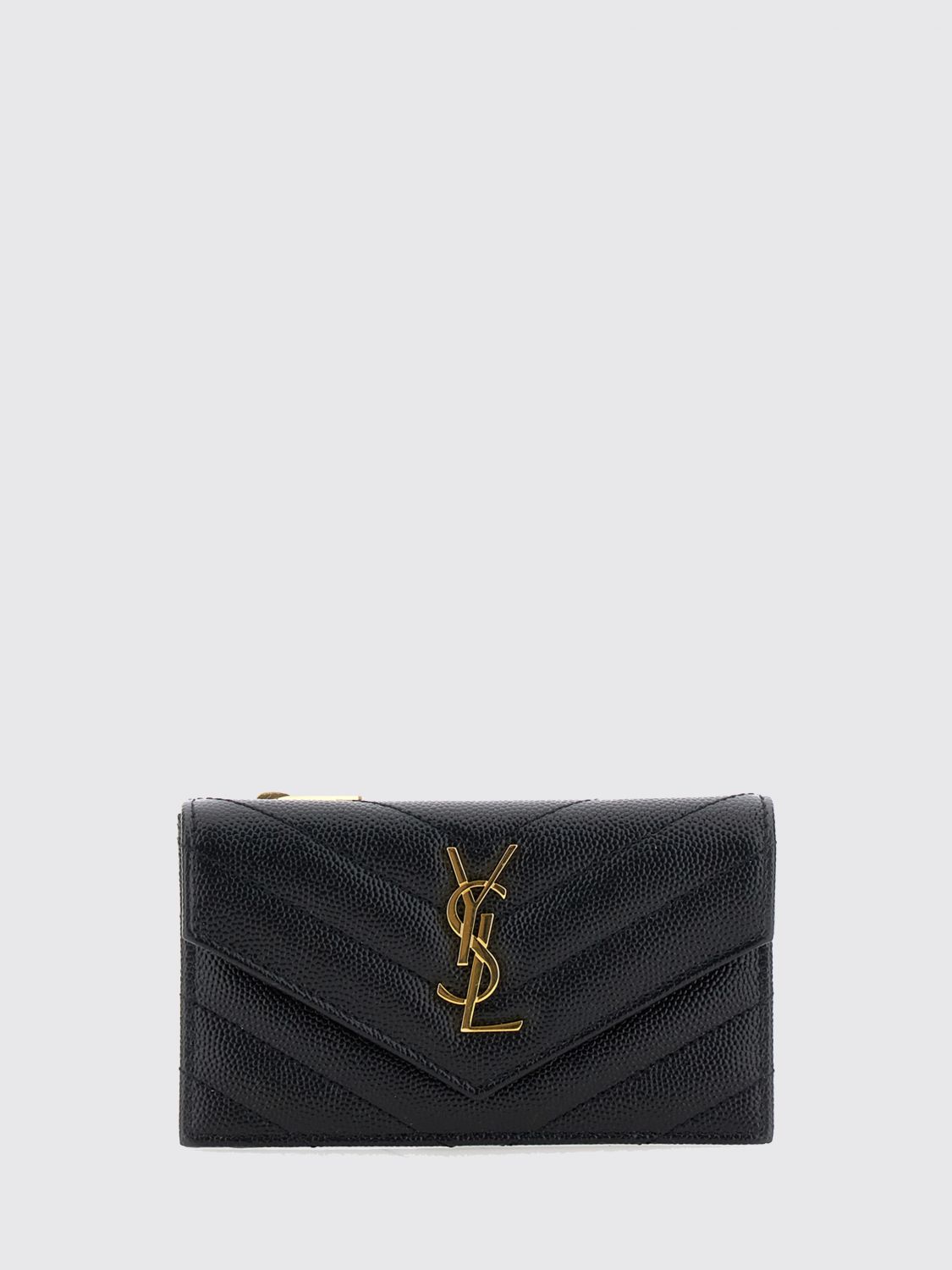 SAINT LAURENT Cassandre Card Holder in Leather with YSL Metal Monogram