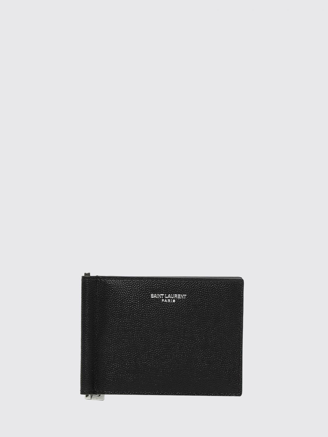 Saint Laurent Grain de Poudre Leather Wallet with Money Clip · OS