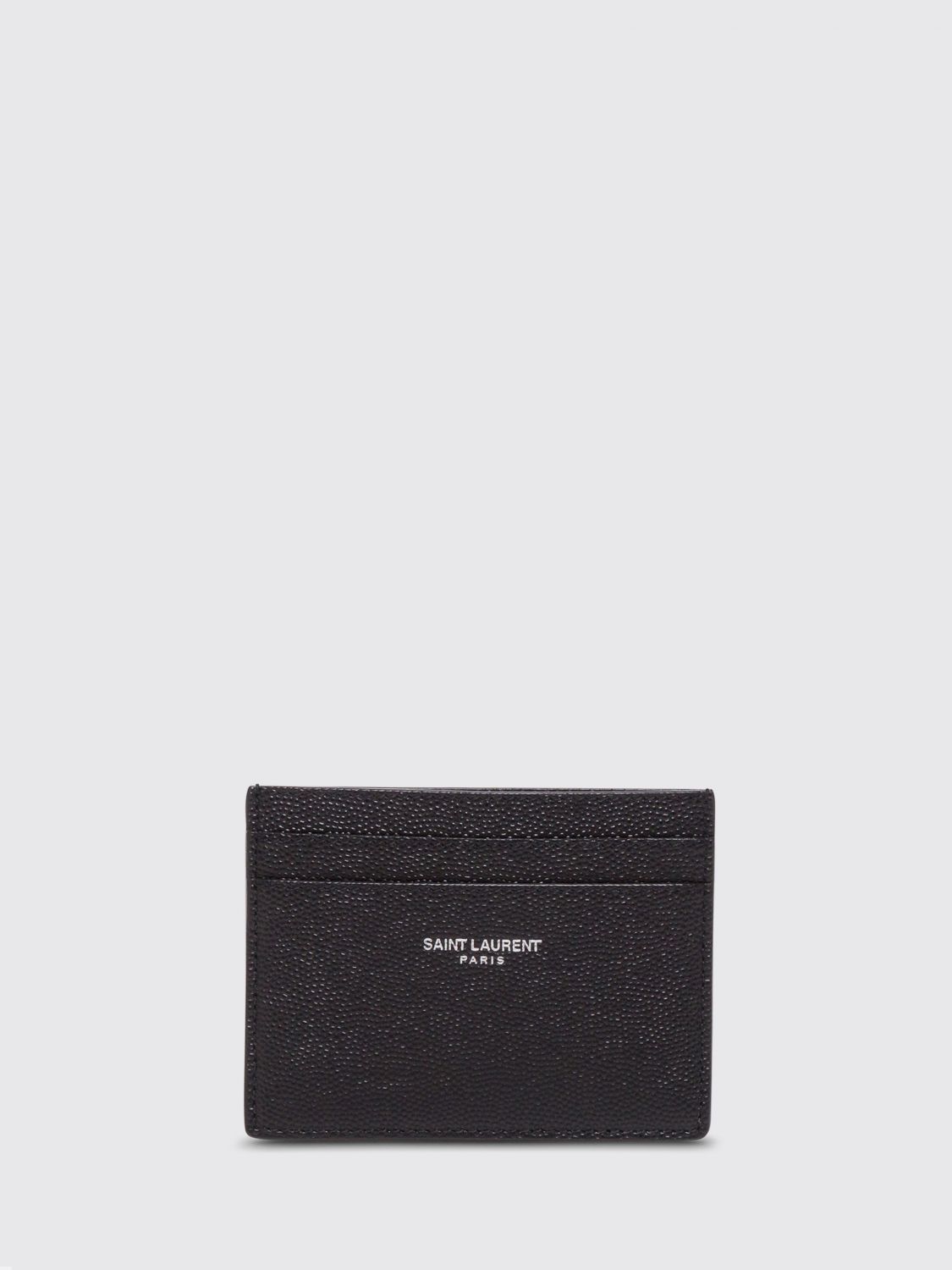 SAINT LAURENT Kartenetui aus Kalbsleder mit geprägtem Logo