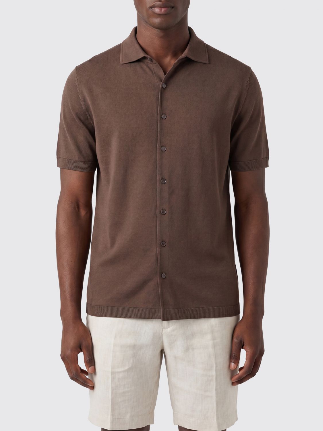 KANGRA Polo in cotone stretch a maniche corte con colletto classico