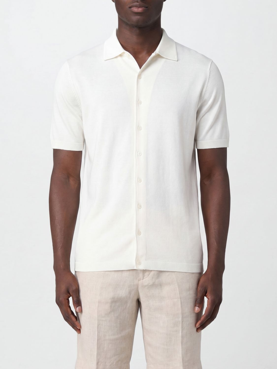 KANGRA Polo in cotone stretch a maniche corte con colletto classico