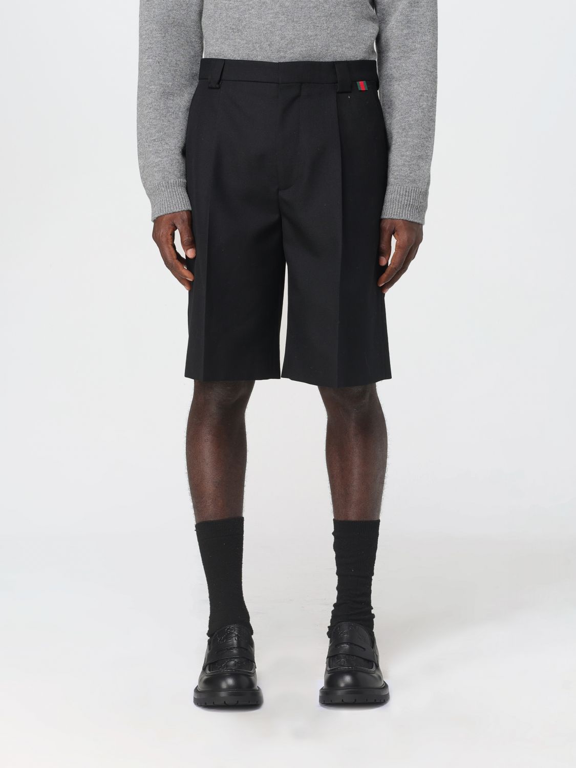 GUCCI Shorts sartoriali in misto lana al ginocchio con tasche America