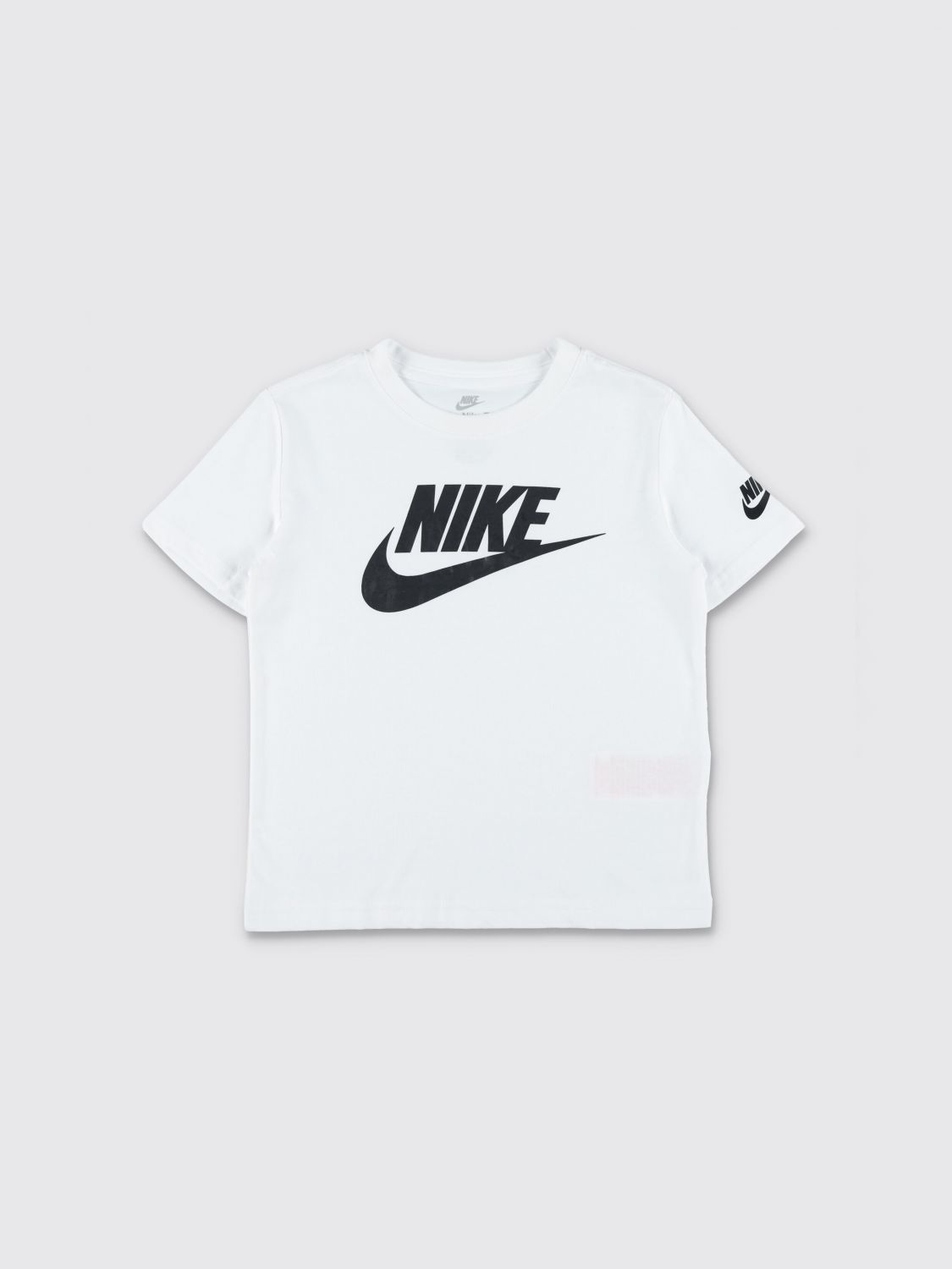 NIKE T-shirt da bambino in misto cotone con logo a contrasto e girocollo