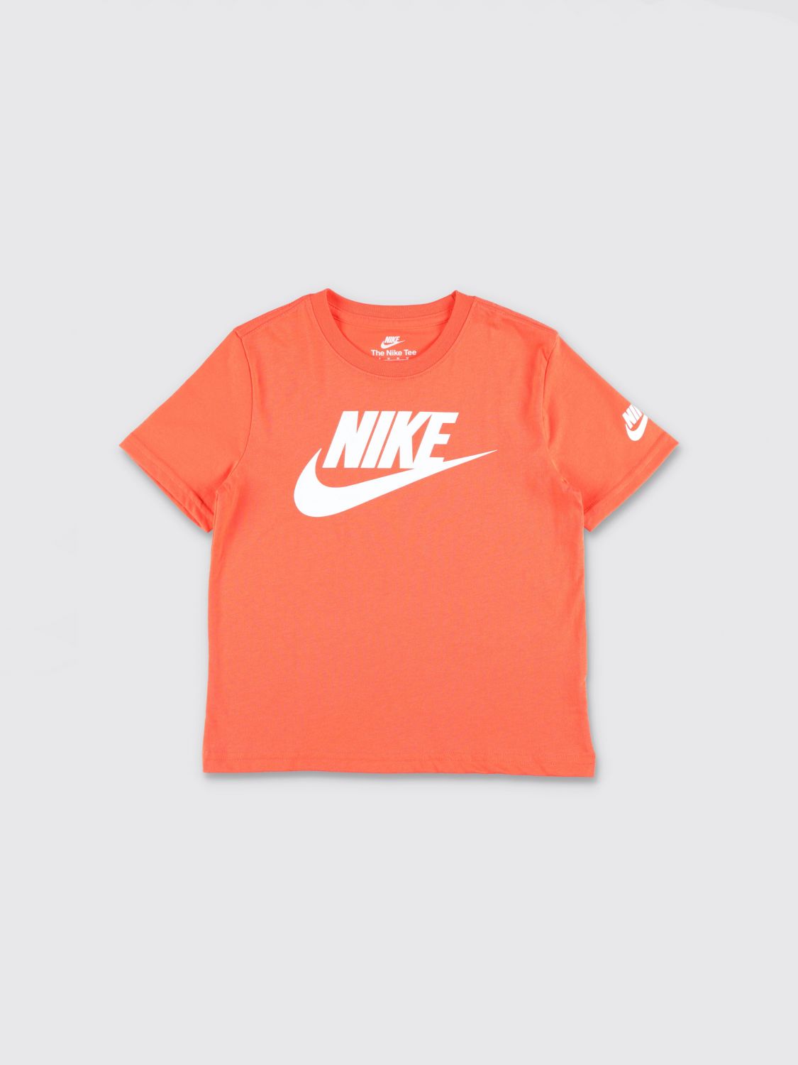NIKE Boy's Cotton Blend T-shirt with Crew Neck and Contrast Logo
