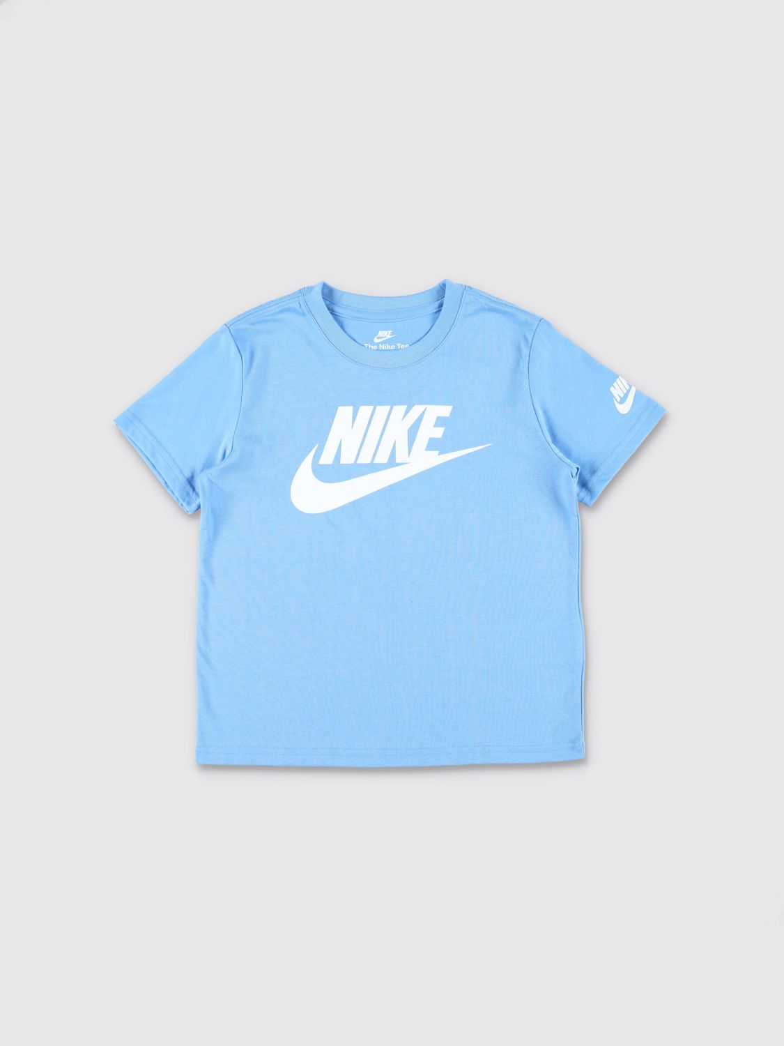 NIKE Jungen-T-Shirt von aus Baumwollmischung mit Rundhalsausschnitt und Kontrastlogo