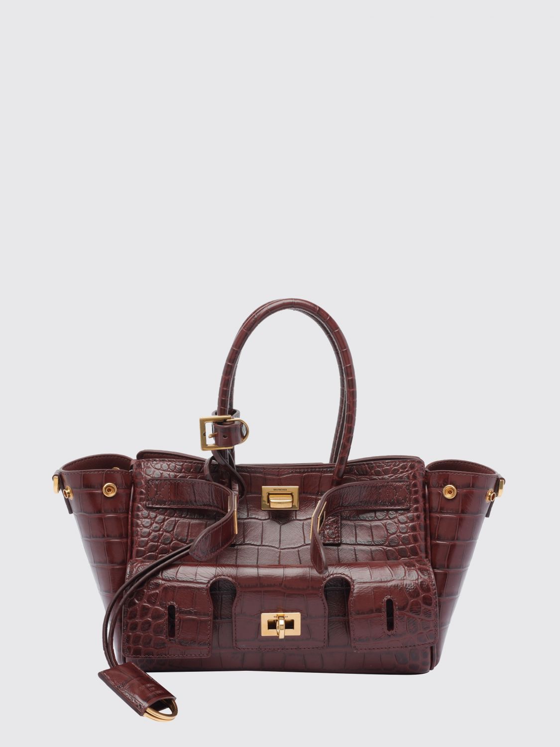 BALENCIAGA Bel Air Mini Handbag in Croc-Embossed Calfskin