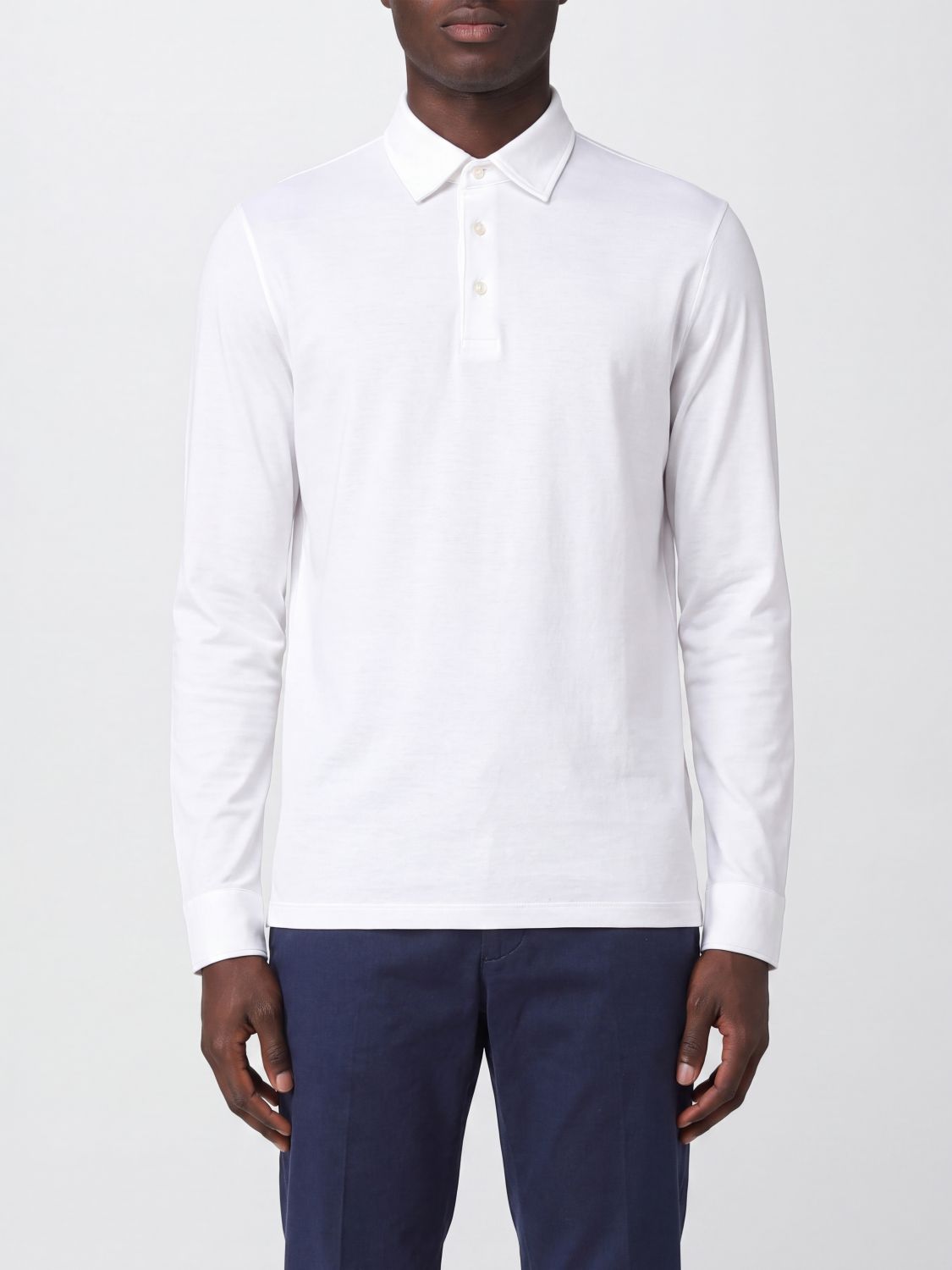 ZANONE Polo a maniche lunghe in 100% cotone con colletto classico