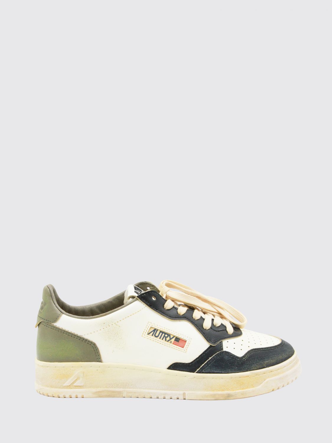 AUTRY Medalist Low Super Vintage Calfskin Sneakers with Worn Effect