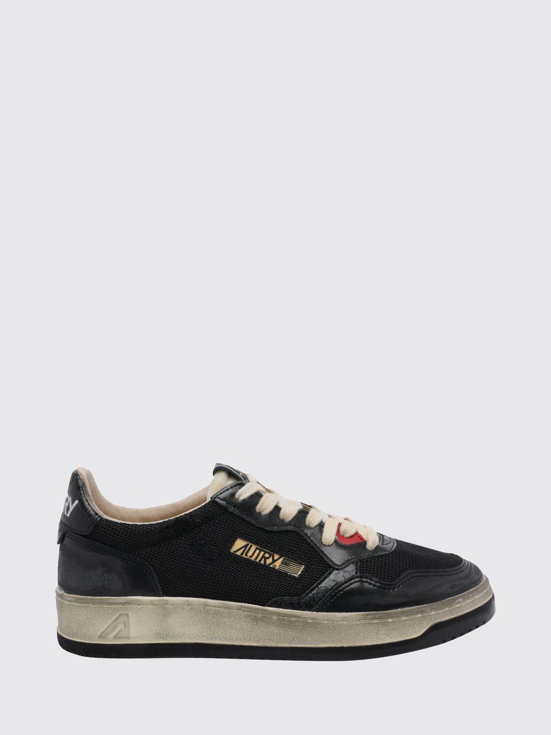 Autry Medalist Low Super Vintage Calfskin Sneakers with Worn Effect