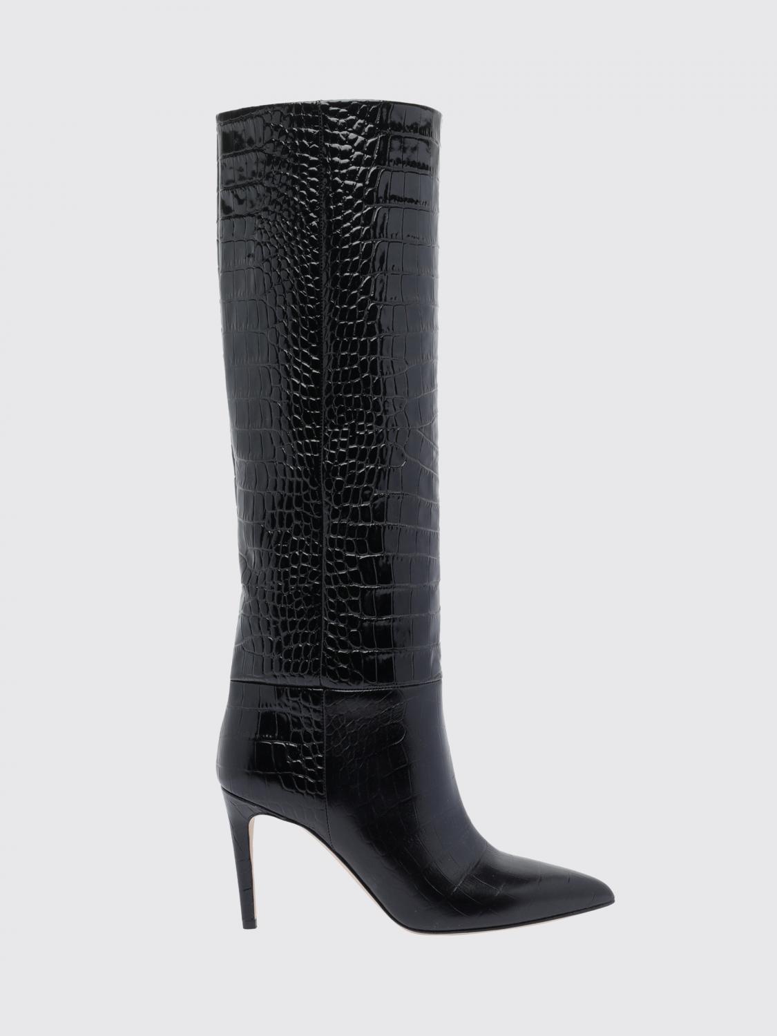 PARIS TEXAS Knee-High Boots in Croc-Effect Patent Leather with High Heel