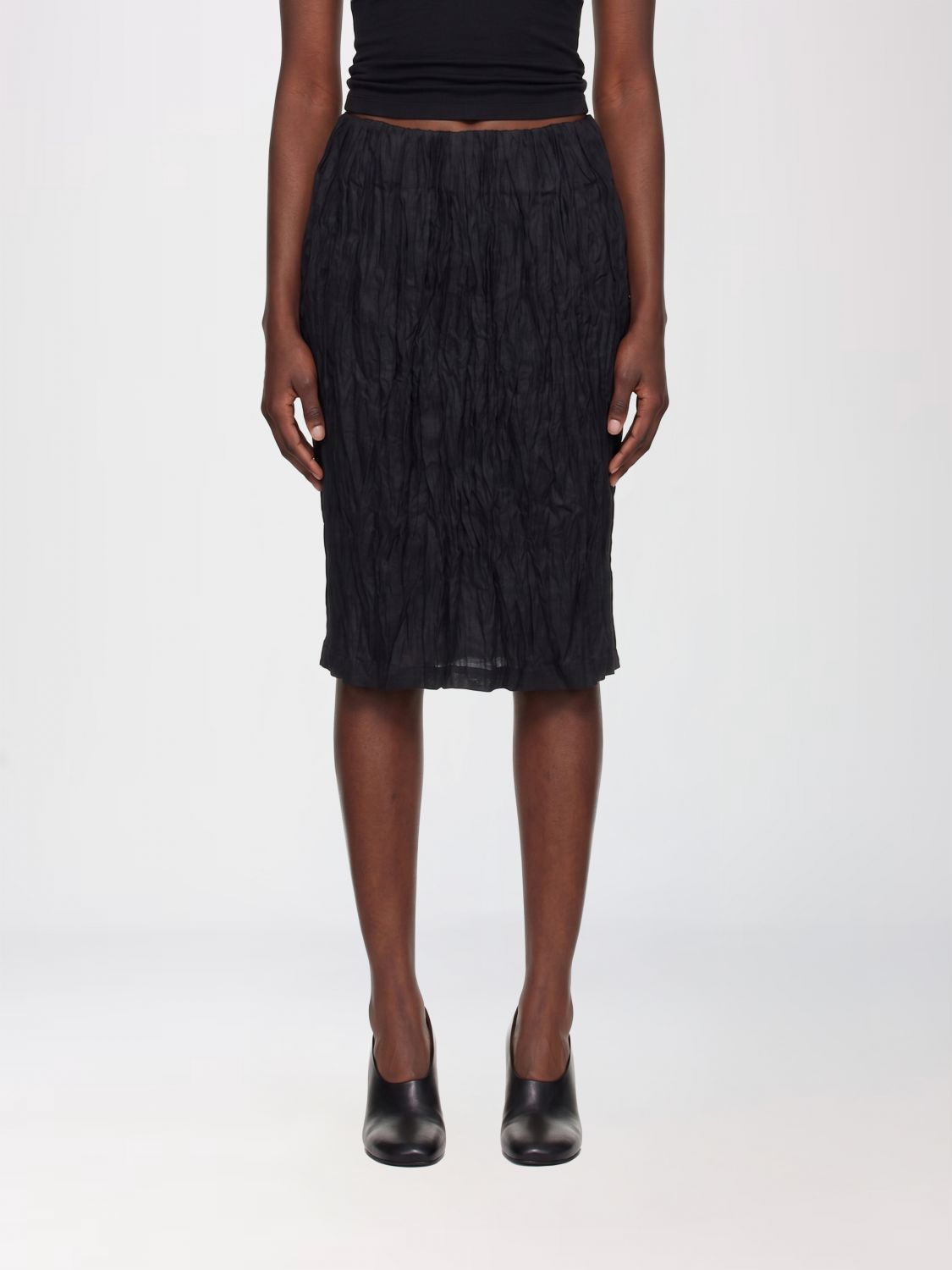 TOTEME High-Waisted Crinkled Linen Midi Pencil Skirt