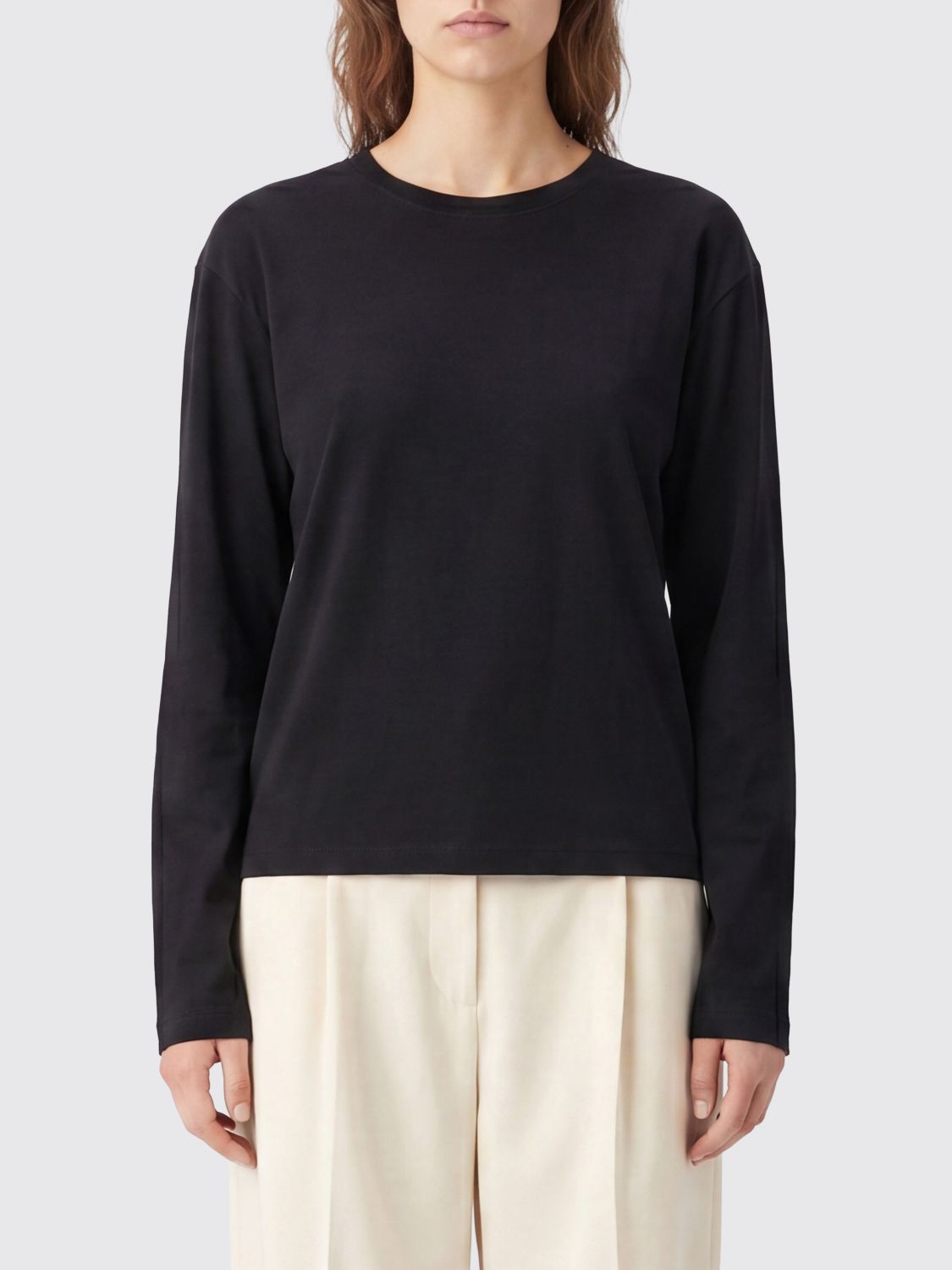 TOTEME Dropped-Shoulder Long-Sleeve Lyocell-Cotton Blend T-shirt　TOTEME ドロップショルダー 長袖 リヨセルコットン混 Tシャツ TOTEME