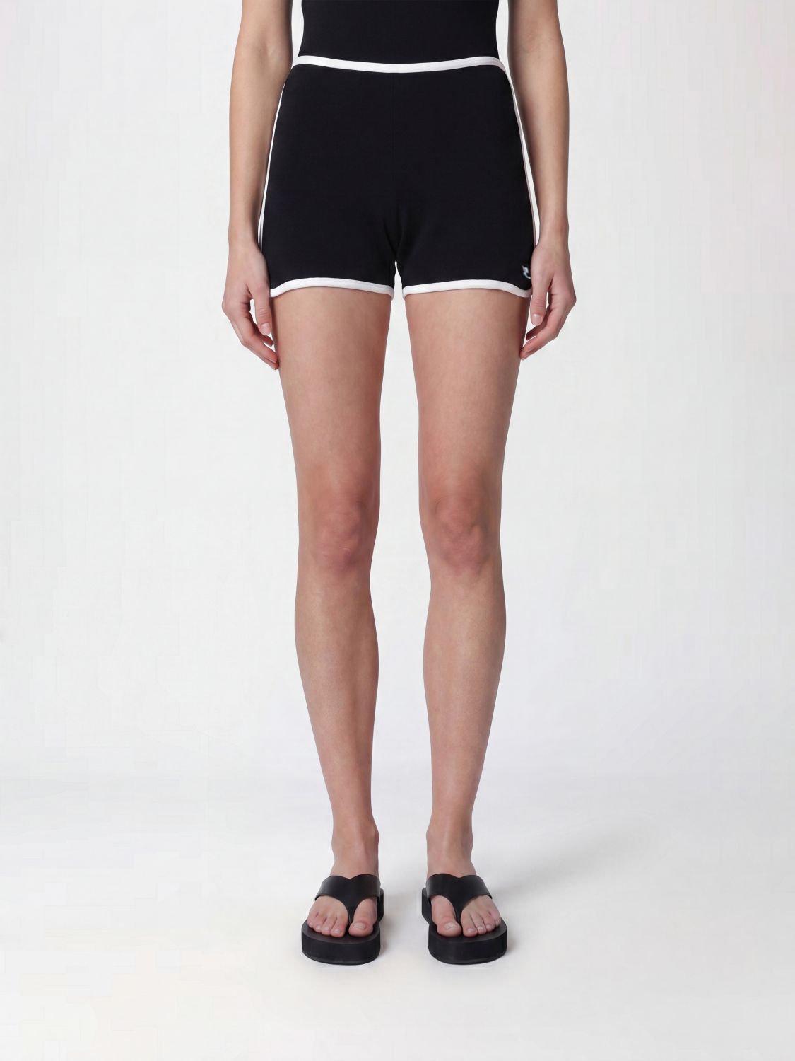 COURRÈGES Shorts in cotone a vita alta con vita elasticizzata