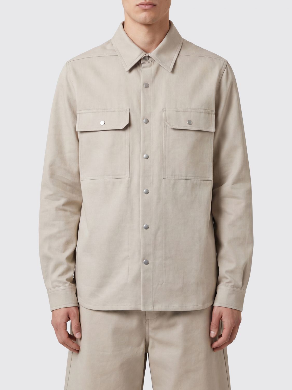 RICK OWENS Giacca a camicia in duchesse con colletto classico