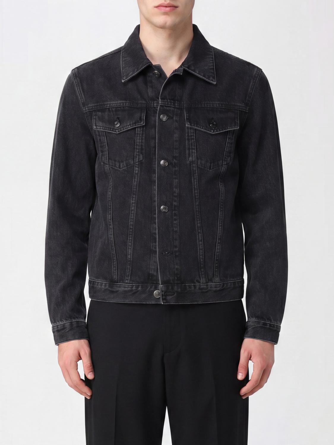 CANALI Giacca a camicia in denim di cotone con tasche a toppa