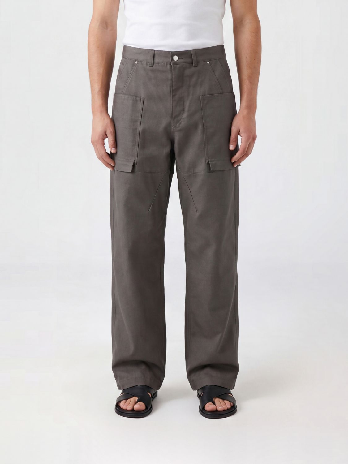 RICK OWENS Wide-Leg Cotton Twill Cargo Trousers