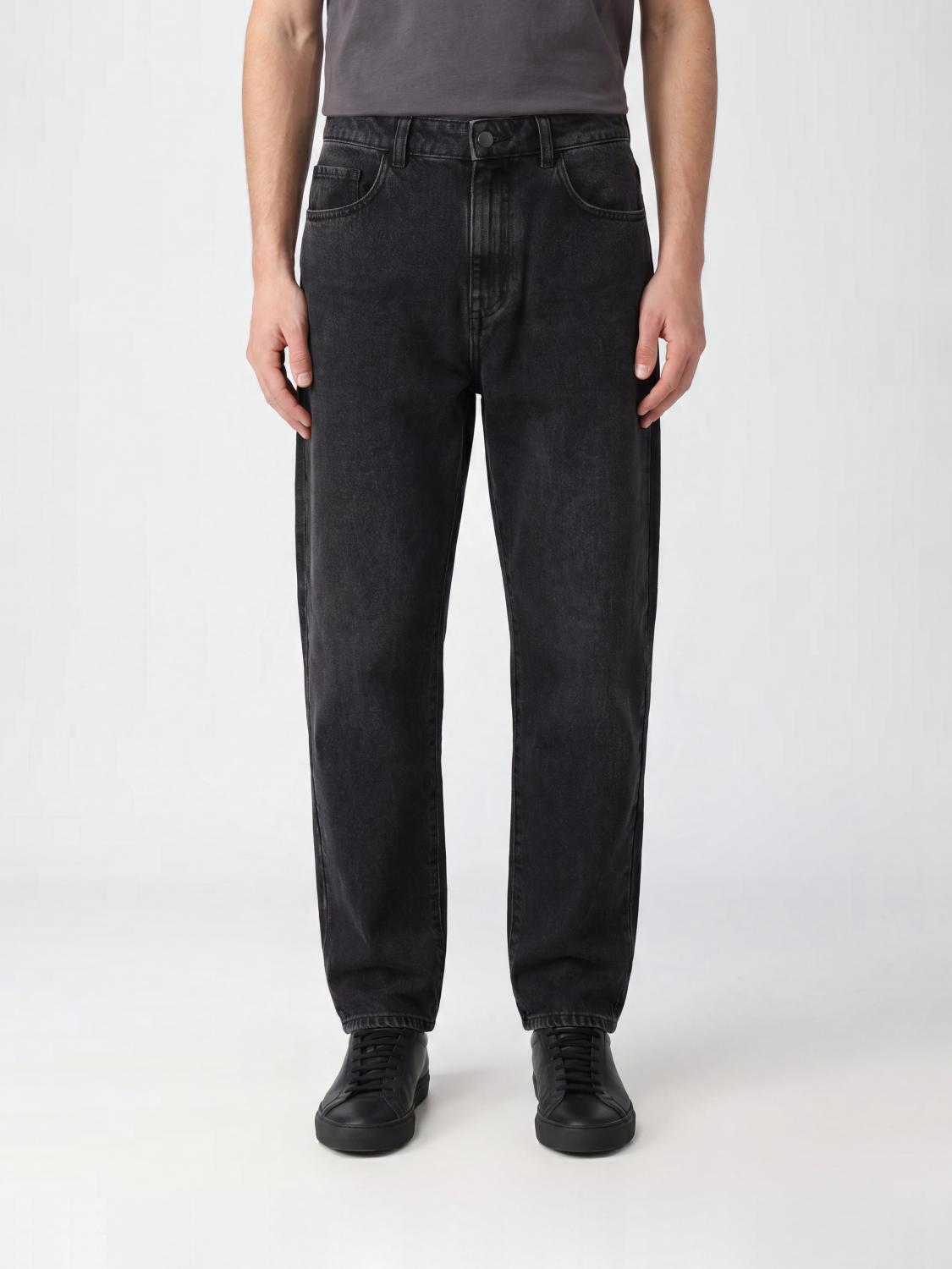 CANALI Jeans baggy D-Macro in denim di cotone a vita media con cinque tasche