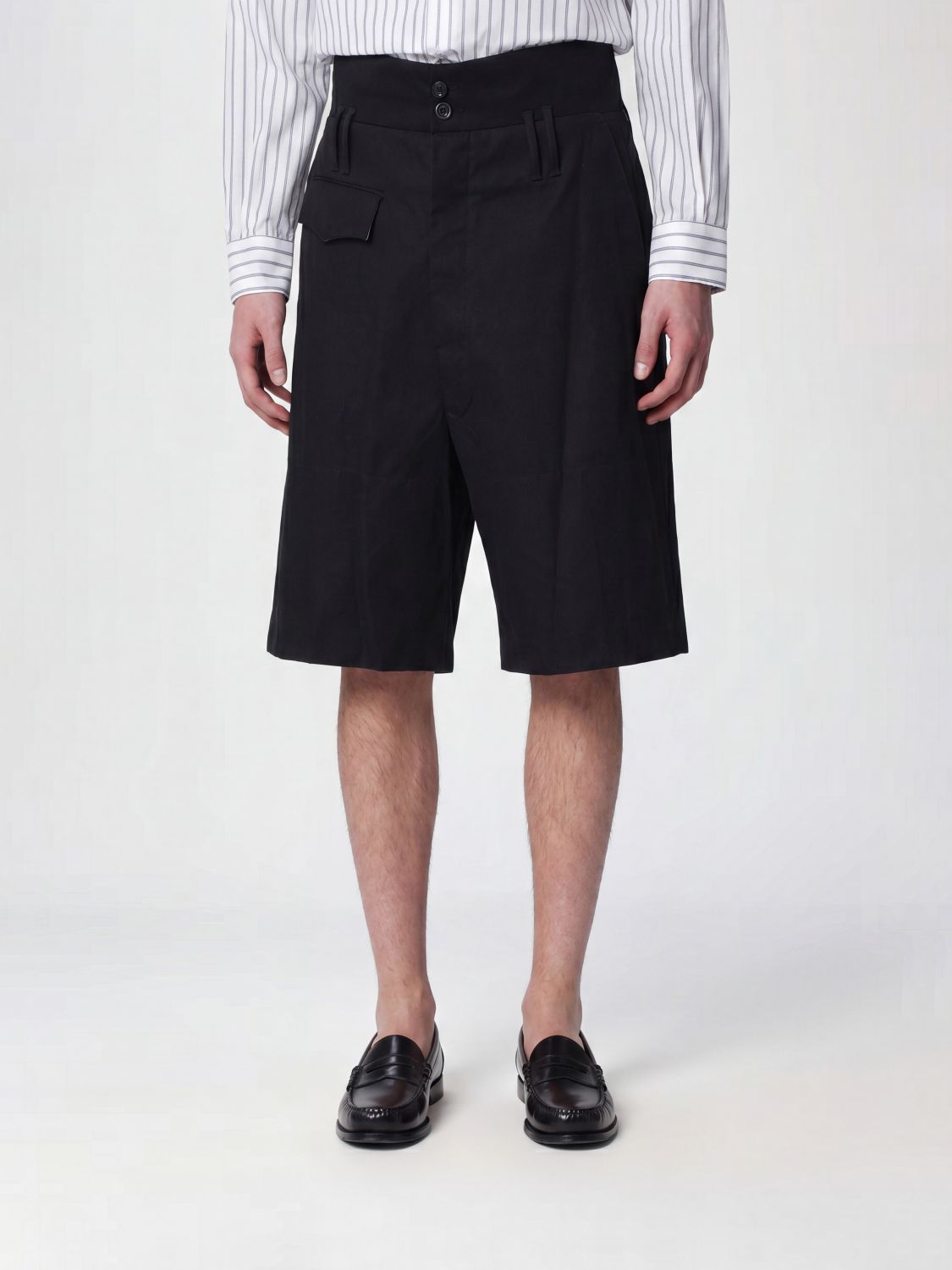 NAMACHEKO Shorts sartoriali in cotone a vita alta con passanti
