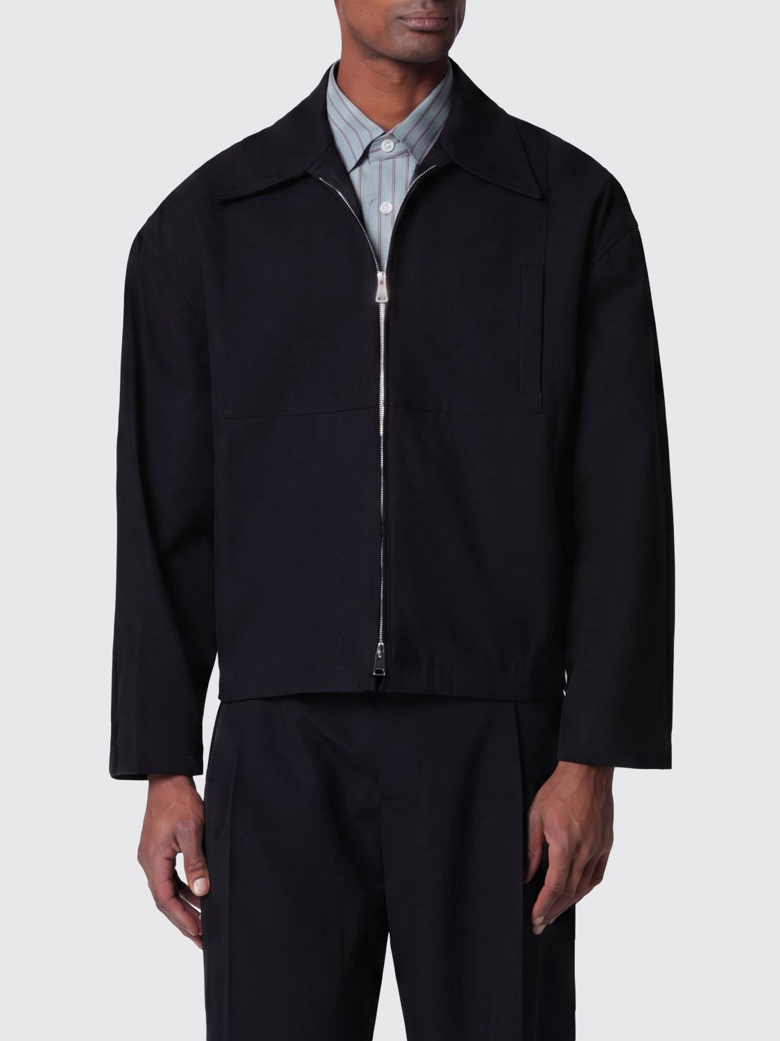 NAMACHEKO Giacca-camicia in cotone con chiusura a zip e spalle scese