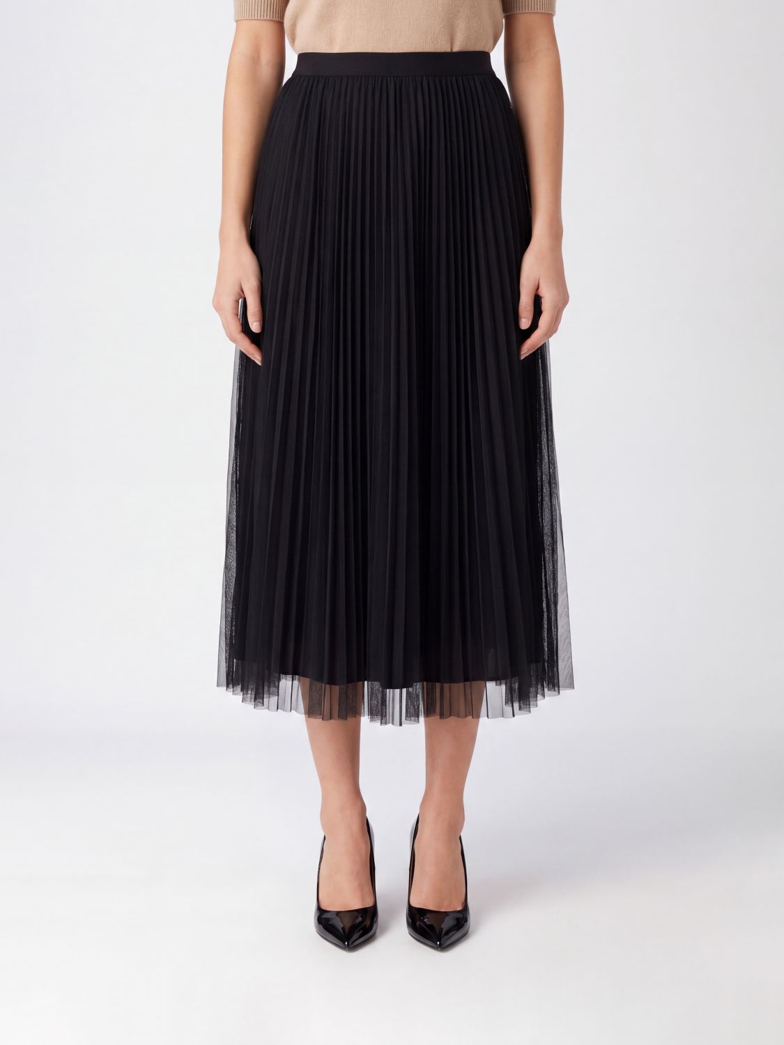 FABIANA FILIPPI Pleated Crêpe Midi Skirt with a High Elasticated Waist