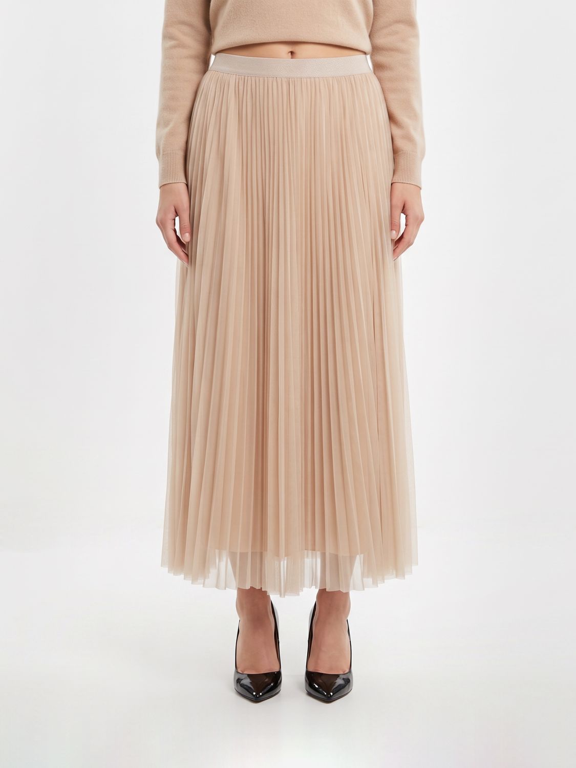 FABIANA FILIPPI Pleated Crêpe Midi Skirt with a High Elasticated Waist