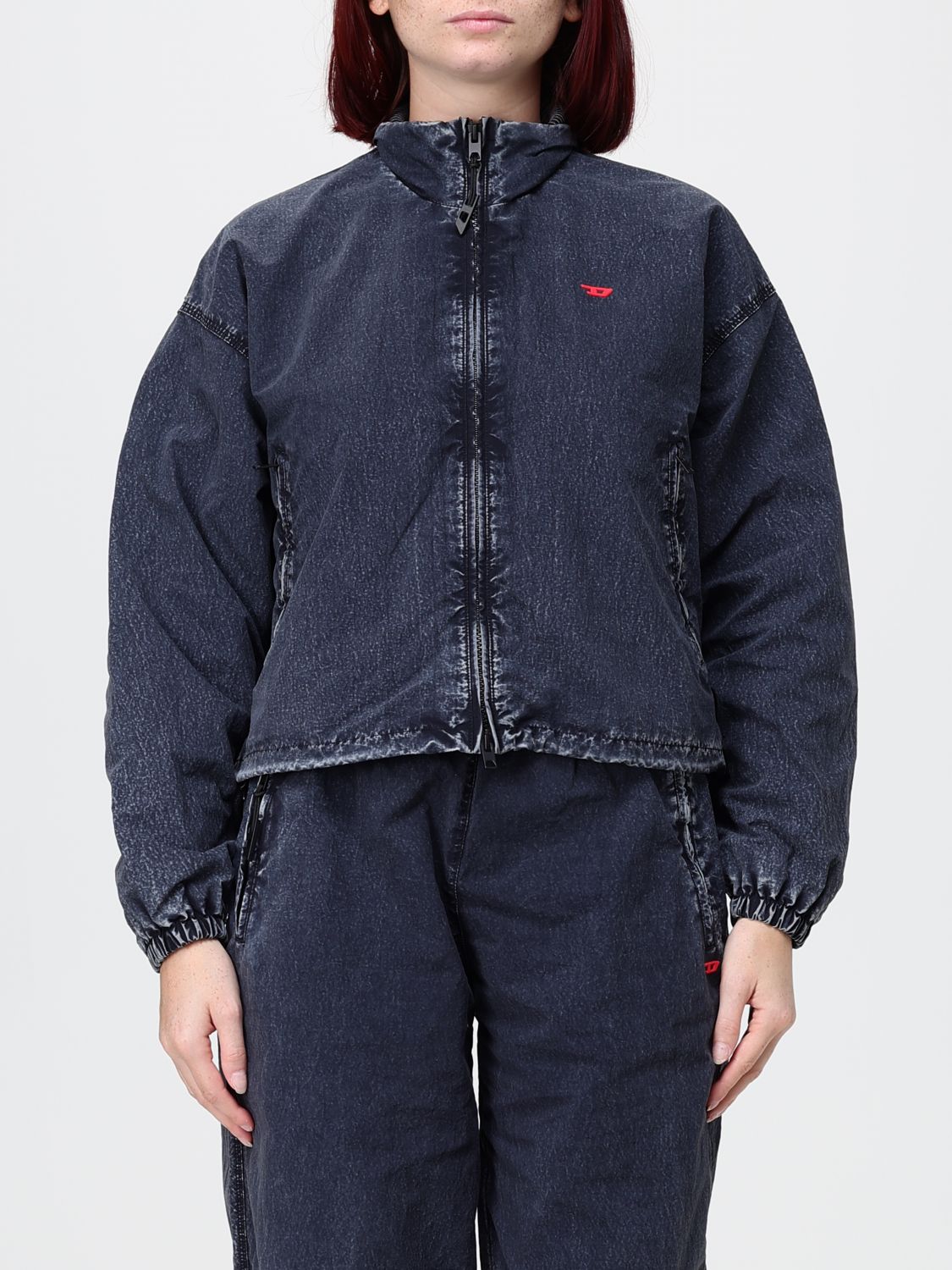 DIESEL Giacca a vento corta G-Leamer con collo alto e logo ricamato