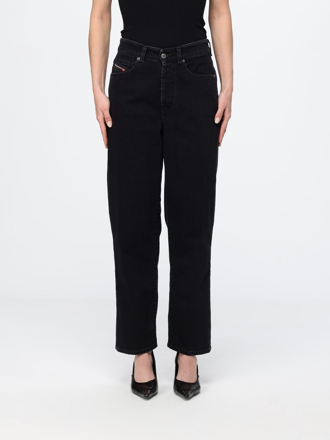 DIESEL D-Went High-Waisted Straight Fit Jeans in Cotton Denim